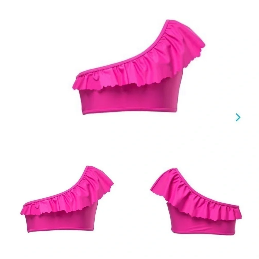 Snapper Rock fuchsia one shoulder girls bikini top